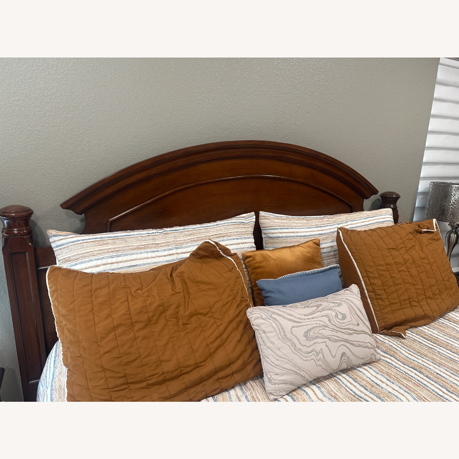 Dark Brown Wood King Bed - image-6