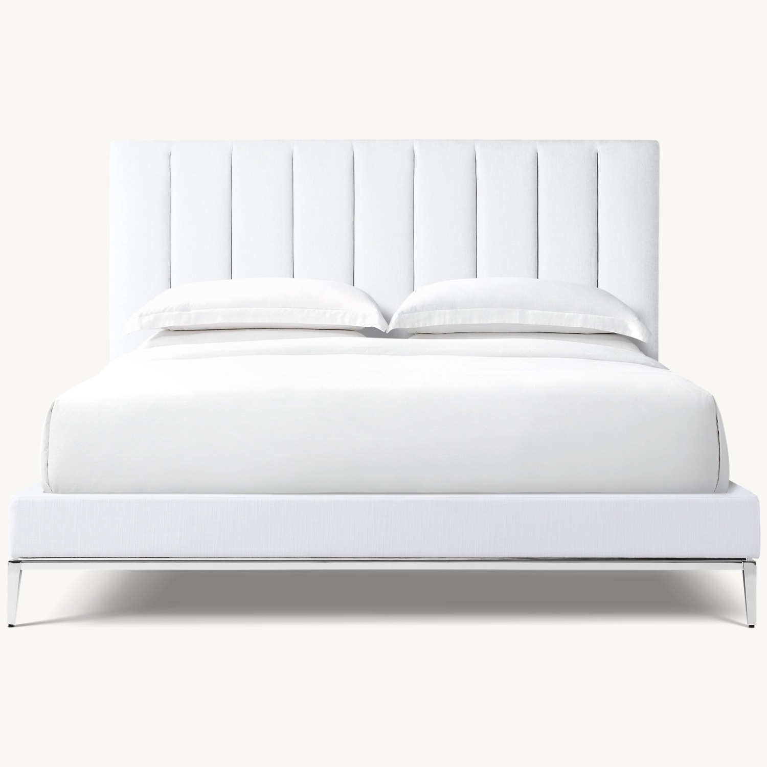 Restoration Hardware Italia White Fabric, Metal Base, King Bed - image-3