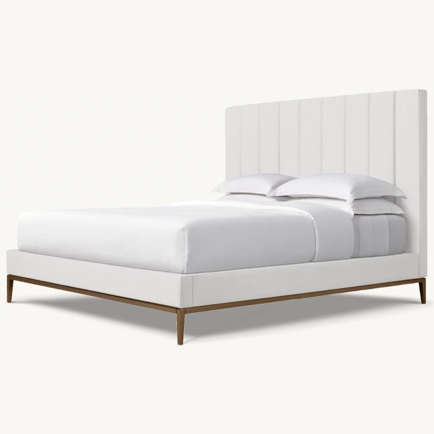 Restoration Hardware Italia White Fabric, Metal Base, King Bed - image-0