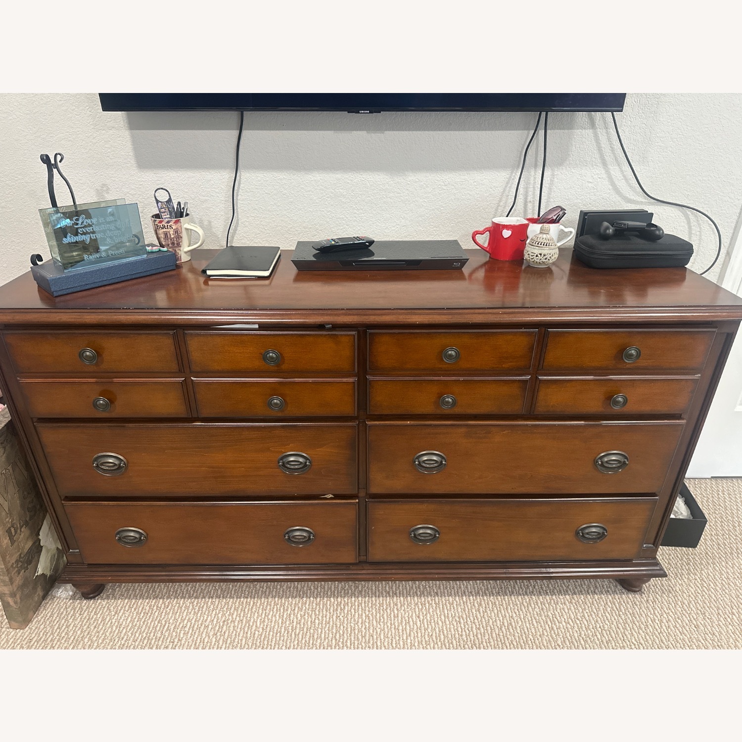 Dark Brown Wood Dresser - image-1