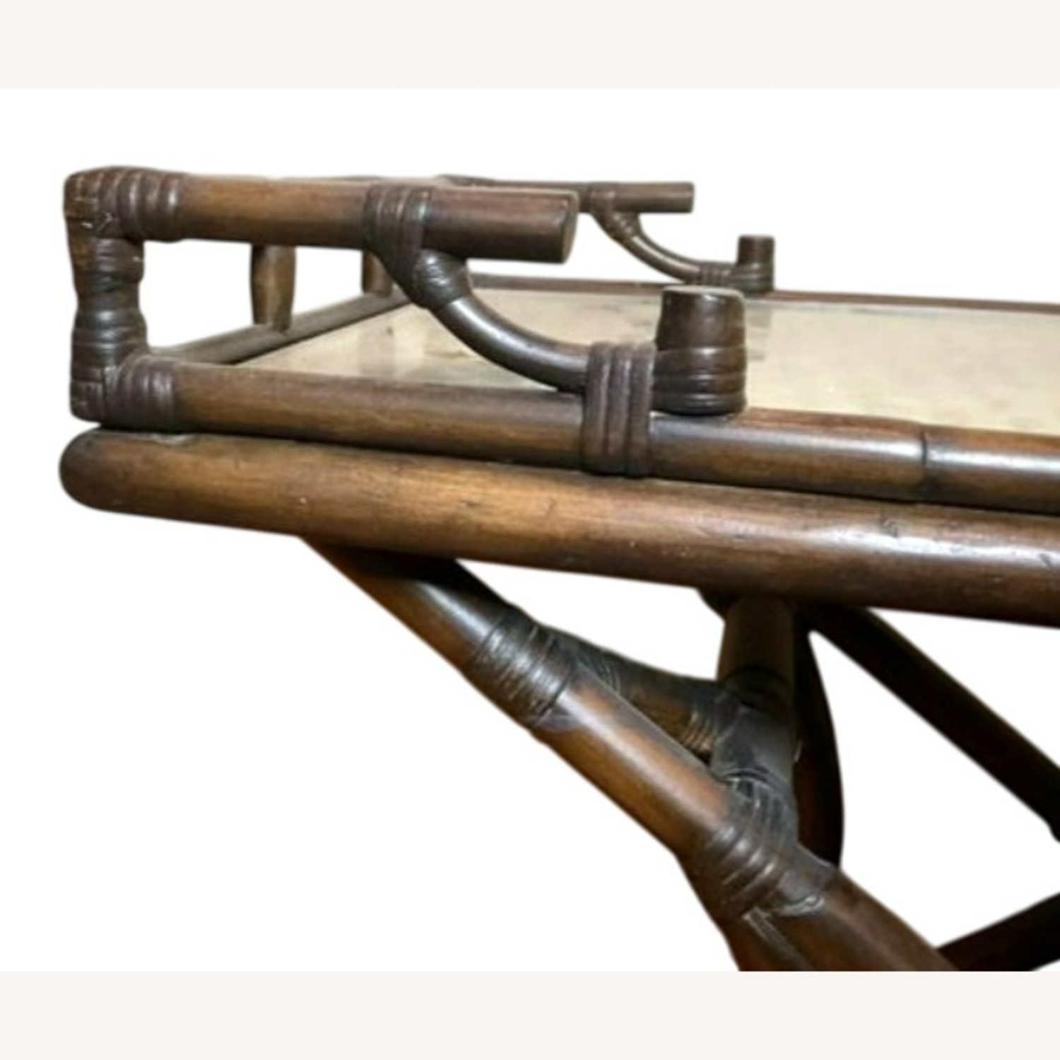 Vintage Bamboo Rattan Butlers Serving Tray Table - image-5