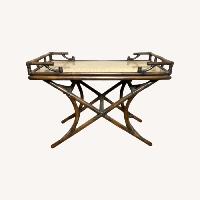 Vintage Bamboo Rattan Butlers Serving Tray Table