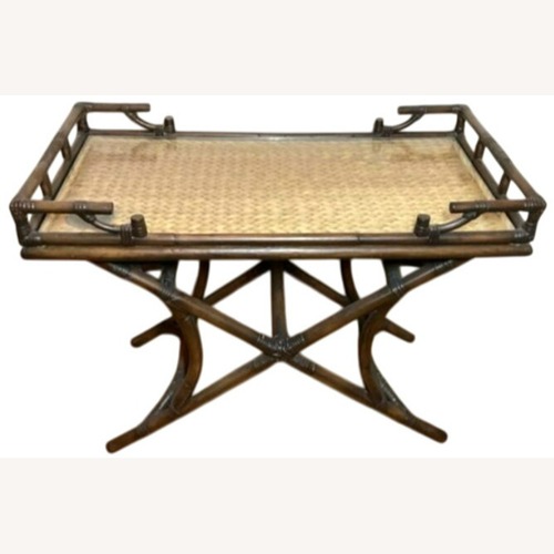 Used Vintage Bamboo Rattan Butlers Serving Tray Table for sale on AptDeco