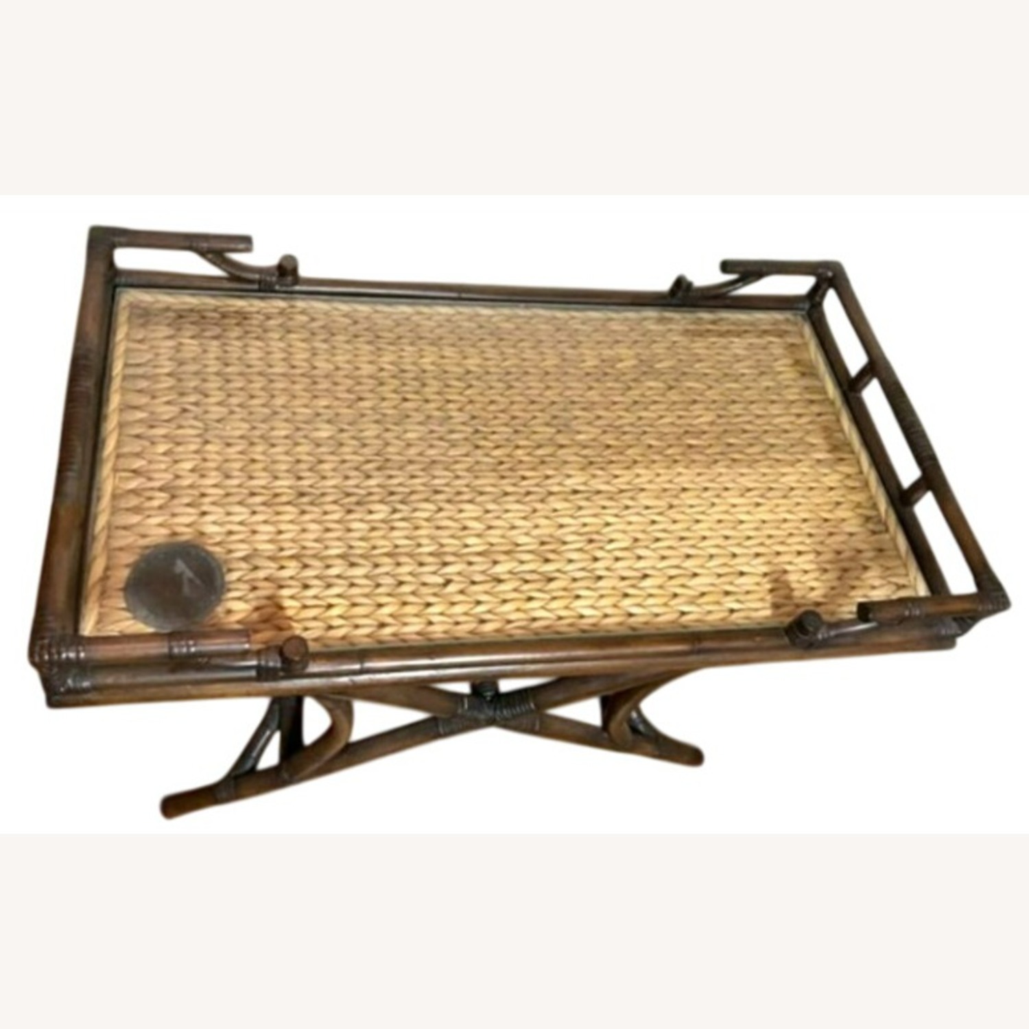 Vintage Bamboo Rattan Butlers Serving Tray Table - image-4