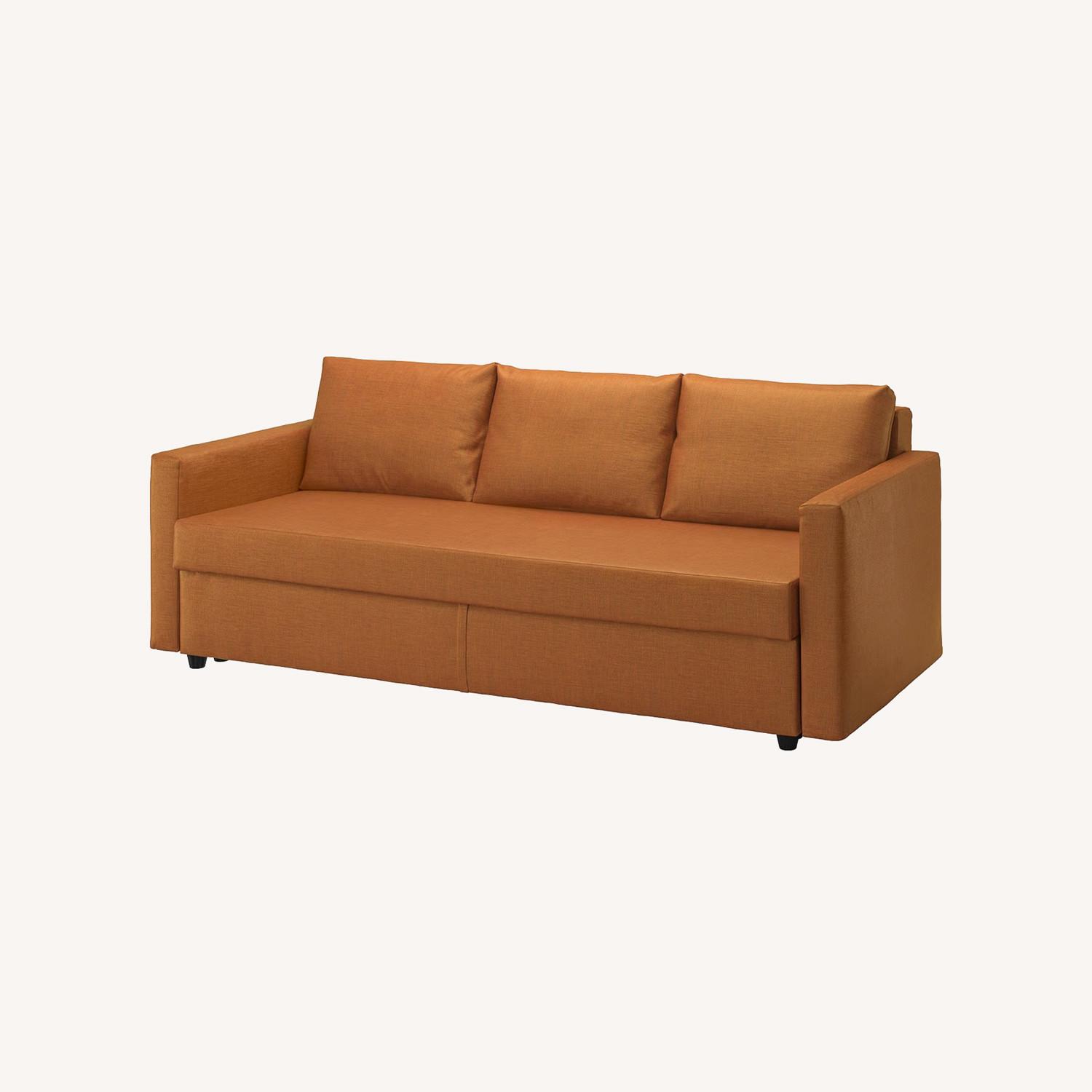 IKEA FRIHETEN Dark Brown Fabric Sleeper Sofa - image-0