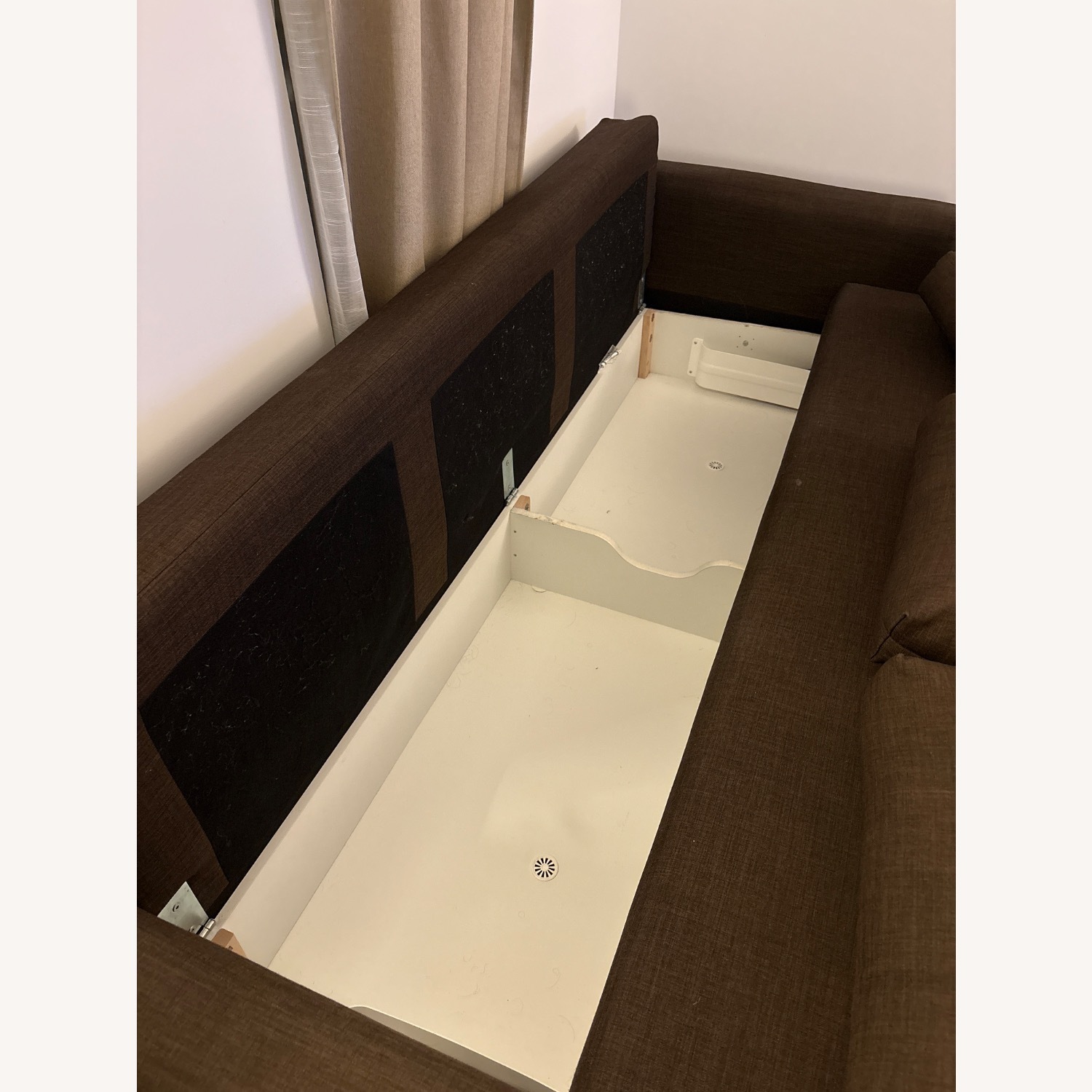 IKEA FRIHETEN Dark Brown Fabric Sleeper Sofa - image-4
