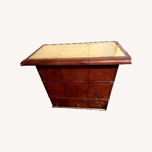 Used Elegant Leather & Copper Dry Bar for sale on AptDeco