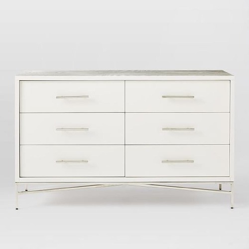 Used West Elm White Wood City Storage 6-Drawer Dresser for sale on AptDeco