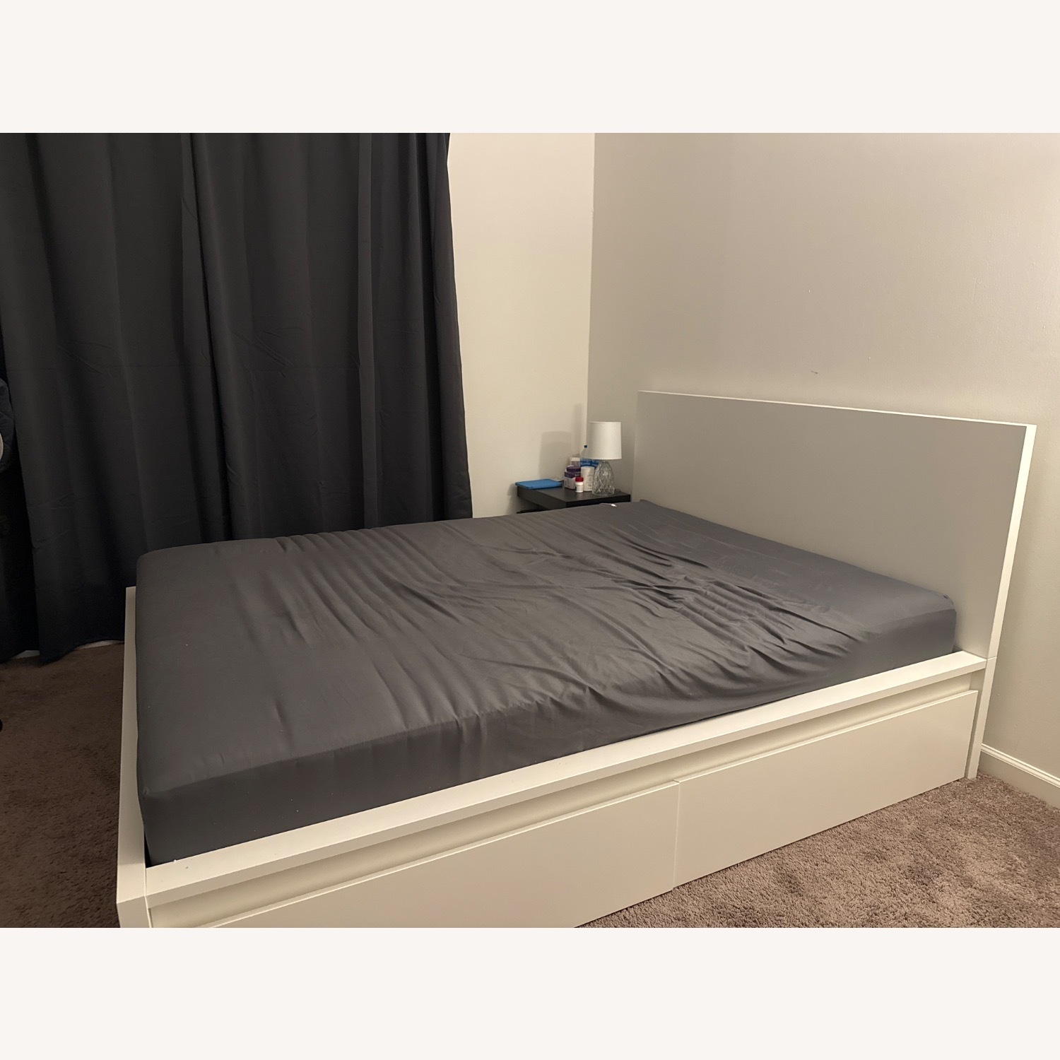 IKEA White Wood Queen Bed - image-1