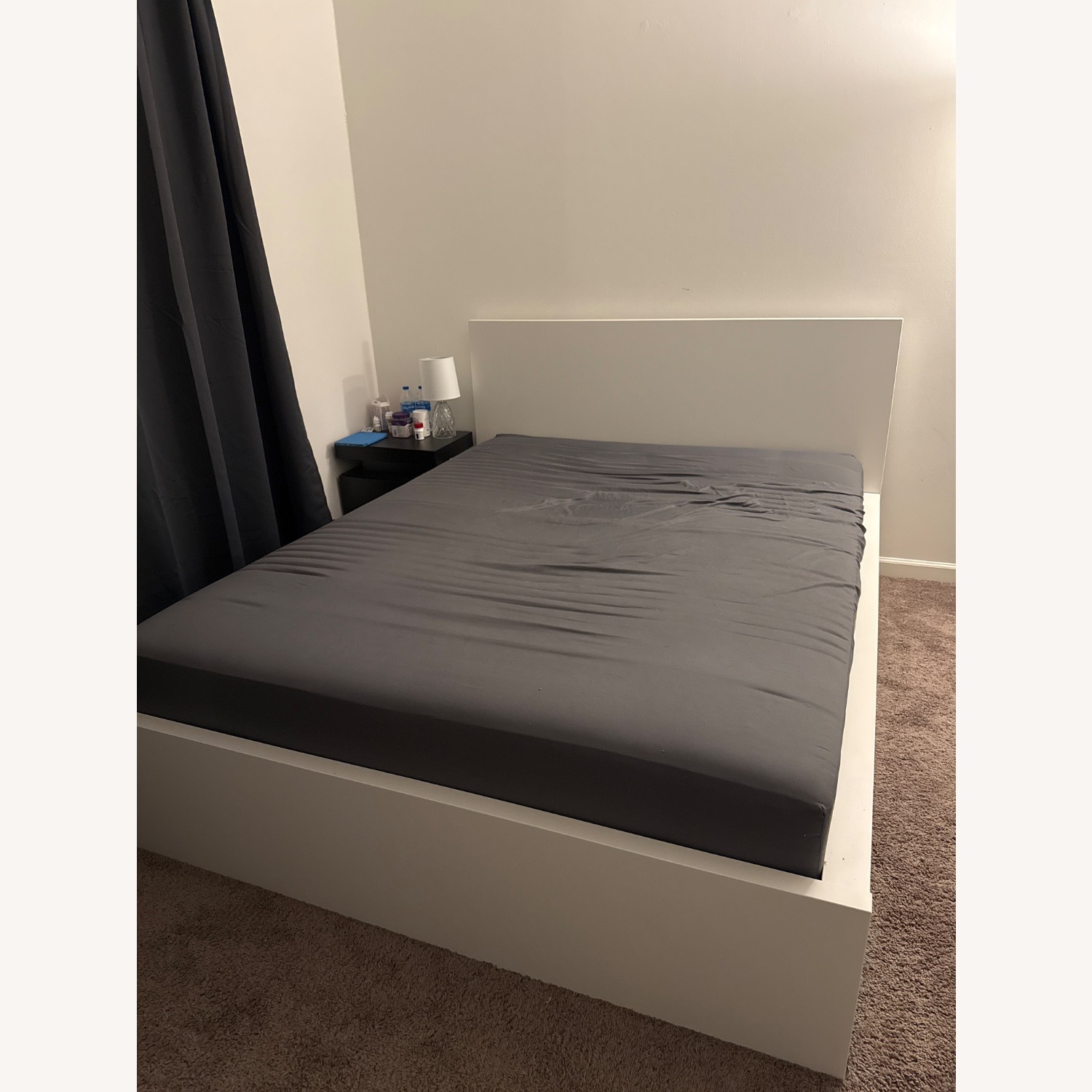 IKEA White Wood Queen Bed - image-2