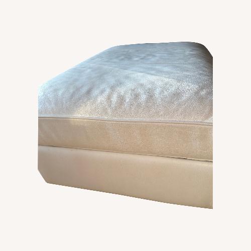 Used Arhaus Livia White Leather Storage Ottoman for sale on AptDeco
