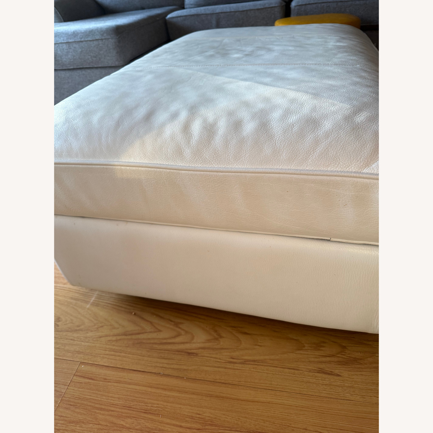 Arhaus Livia White Leather Storage Ottoman - image-1