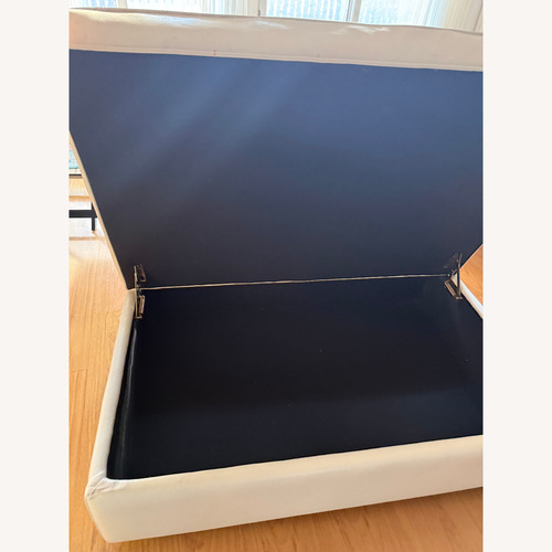 Used Arhaus Livia White Leather Storage Ottoman for sale on AptDeco