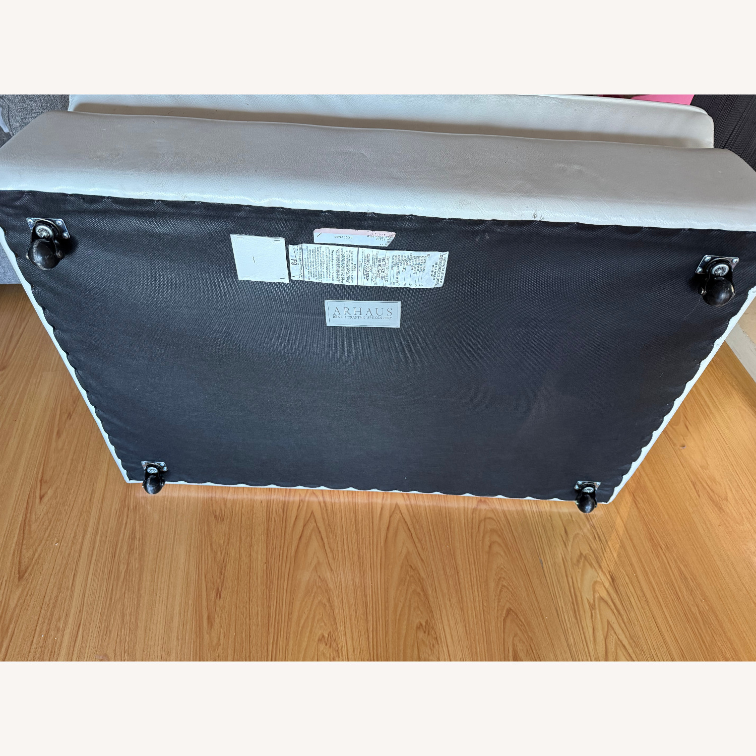 Arhaus Livia White Leather Storage Ottoman - image-8