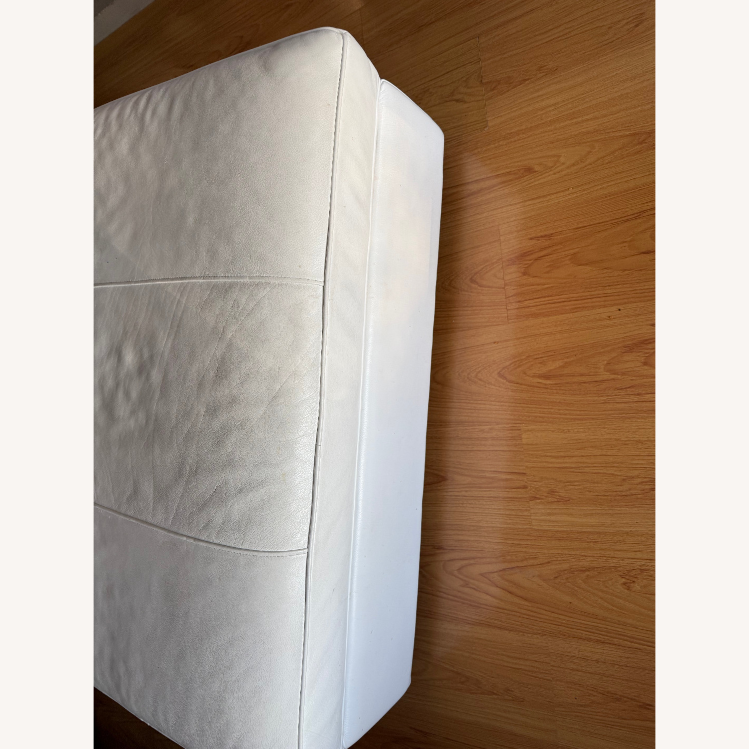 Arhaus Livia White Leather Storage Ottoman - image-7