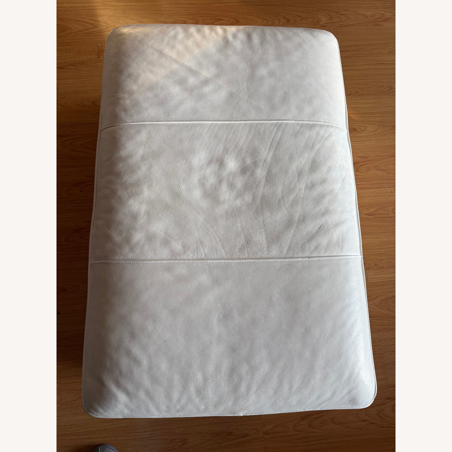 Arhaus Livia White Leather Storage Ottoman - image-3