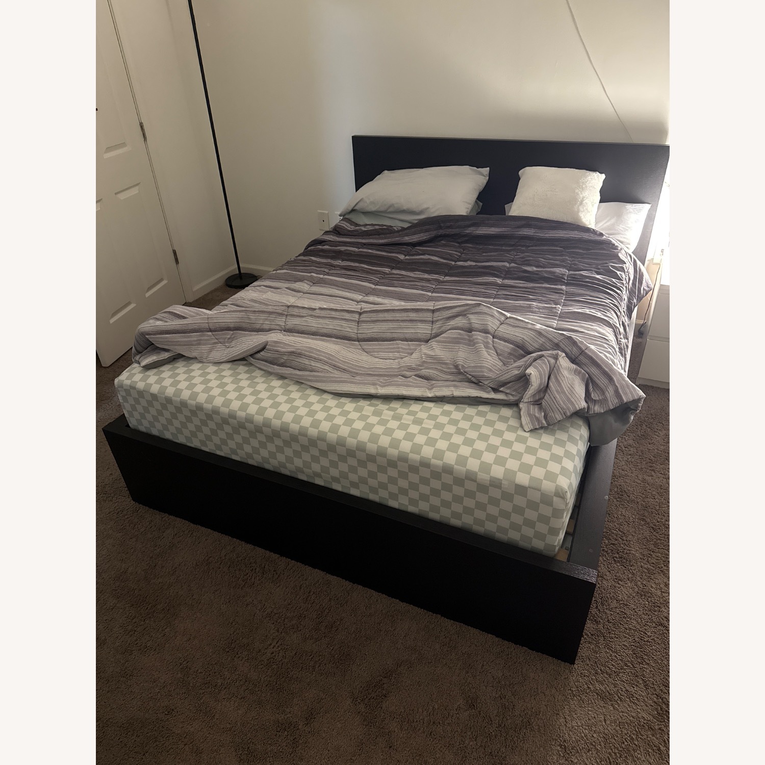 IKEA MALM Black Wood Queen Bed - image-1