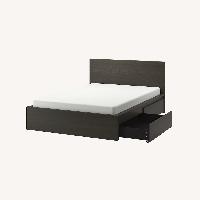 IKEA MALM Black Wood Queen Bed