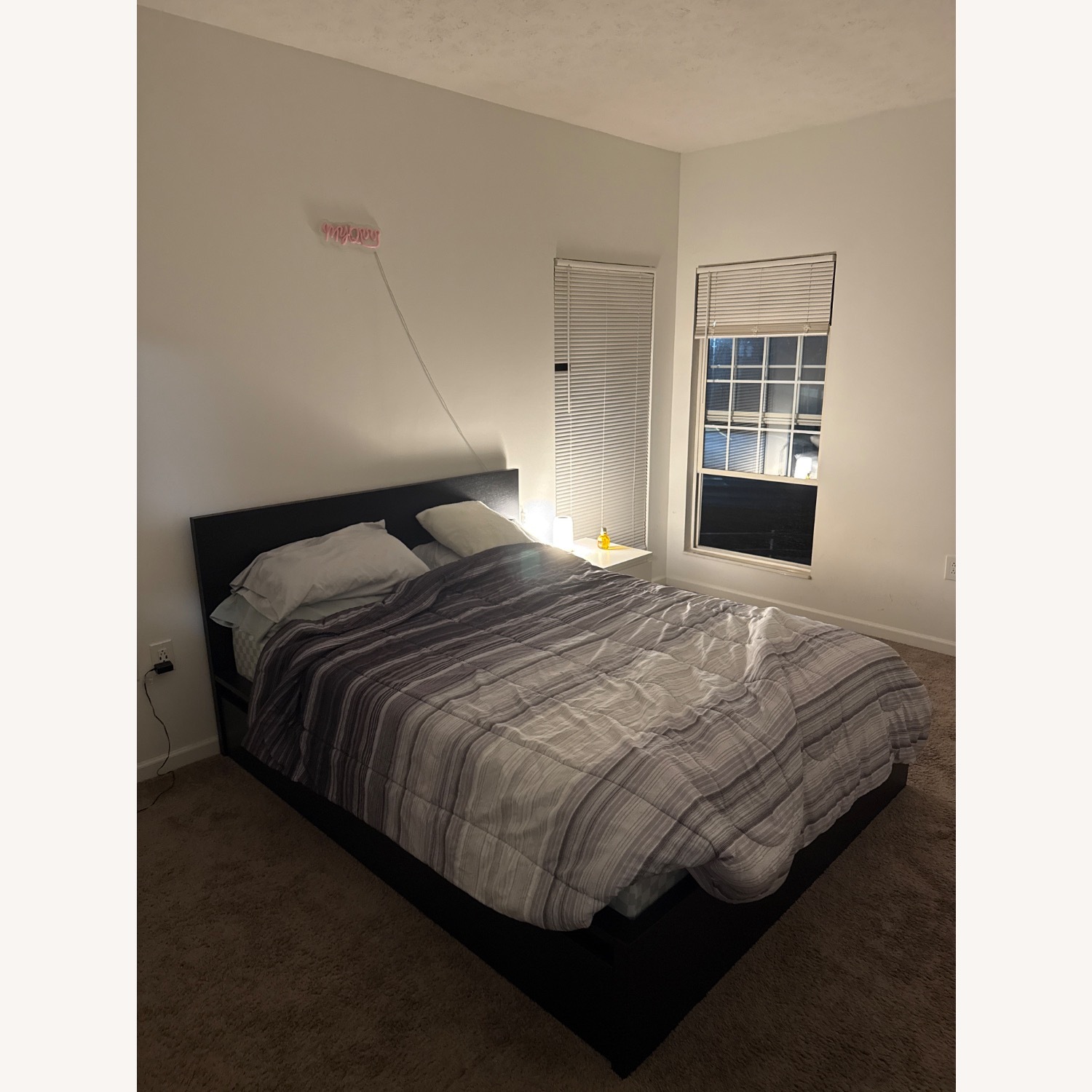 IKEA MALM Black Wood Queen Bed - image-2