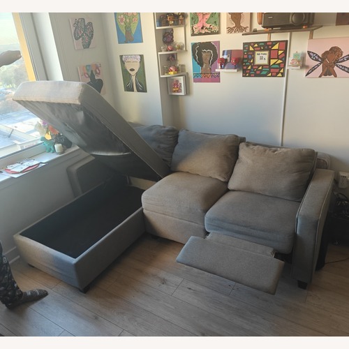 Used Wayfair Light Gray Fabric Chaise Lounge for sale on AptDeco