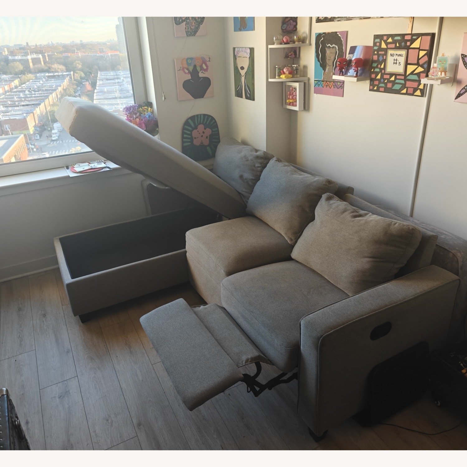 Wayfair Light Gray Fabric Chaise Lounge - image-2