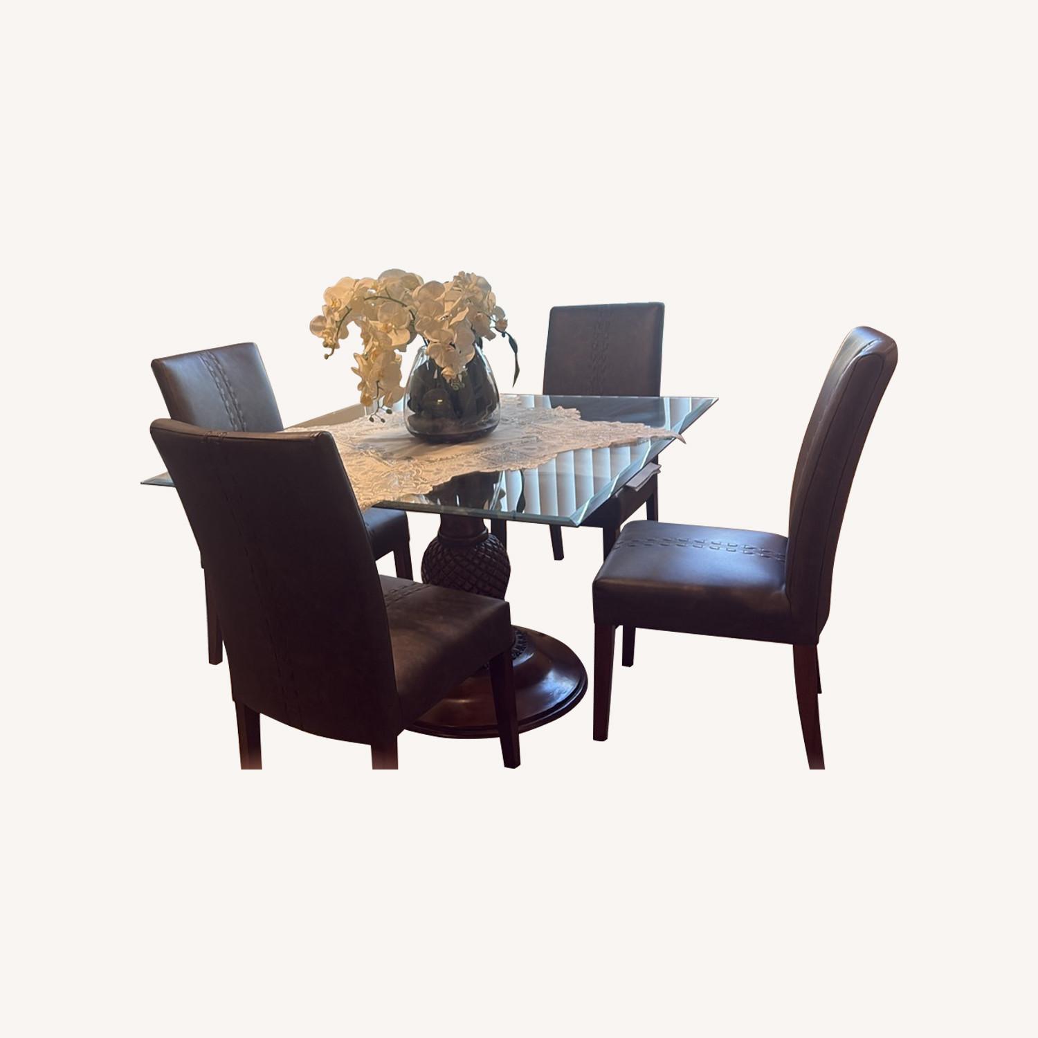 Dark Brown Glass Dining Sets - image-0
