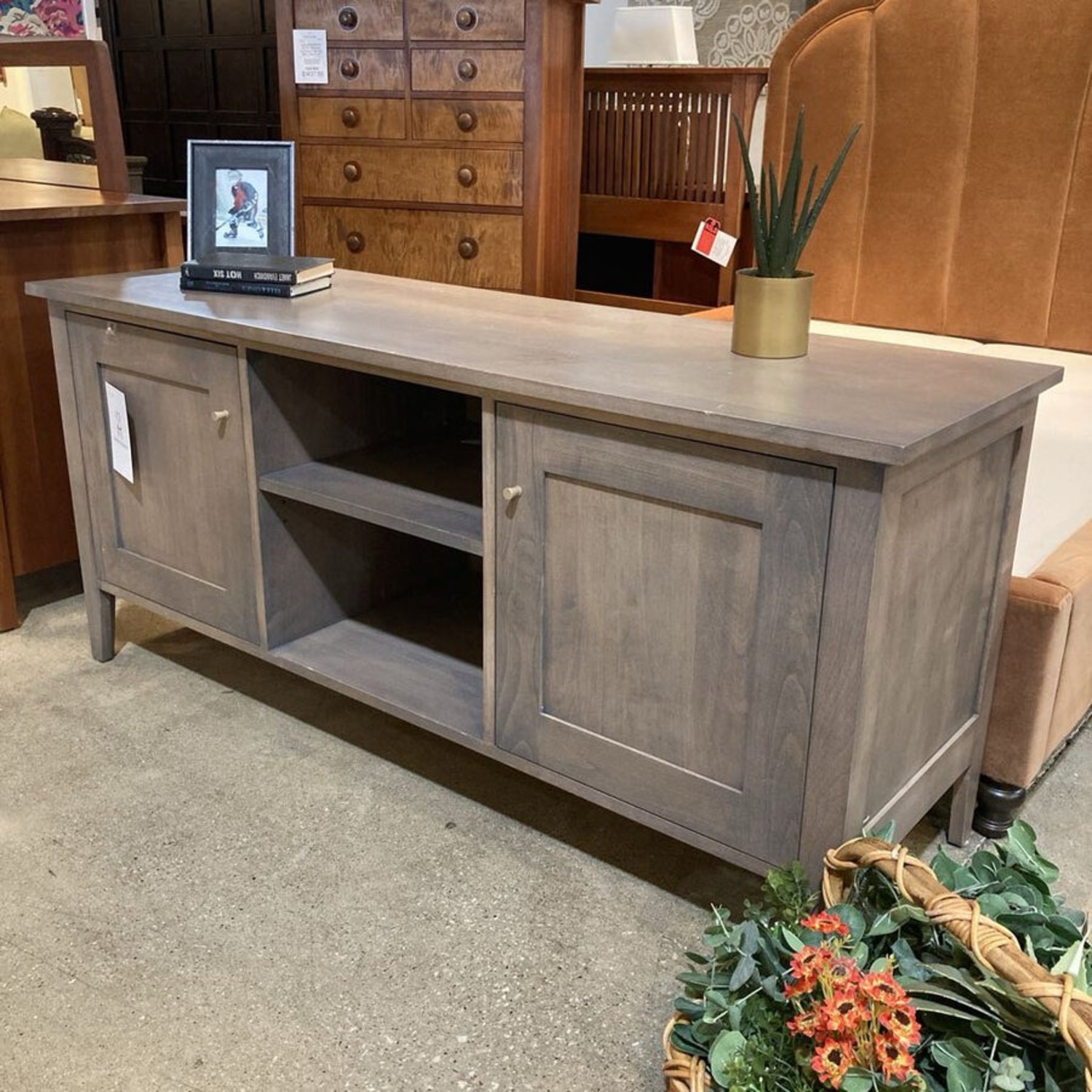 End Cabinet Open Center Media Console Grey - image-14