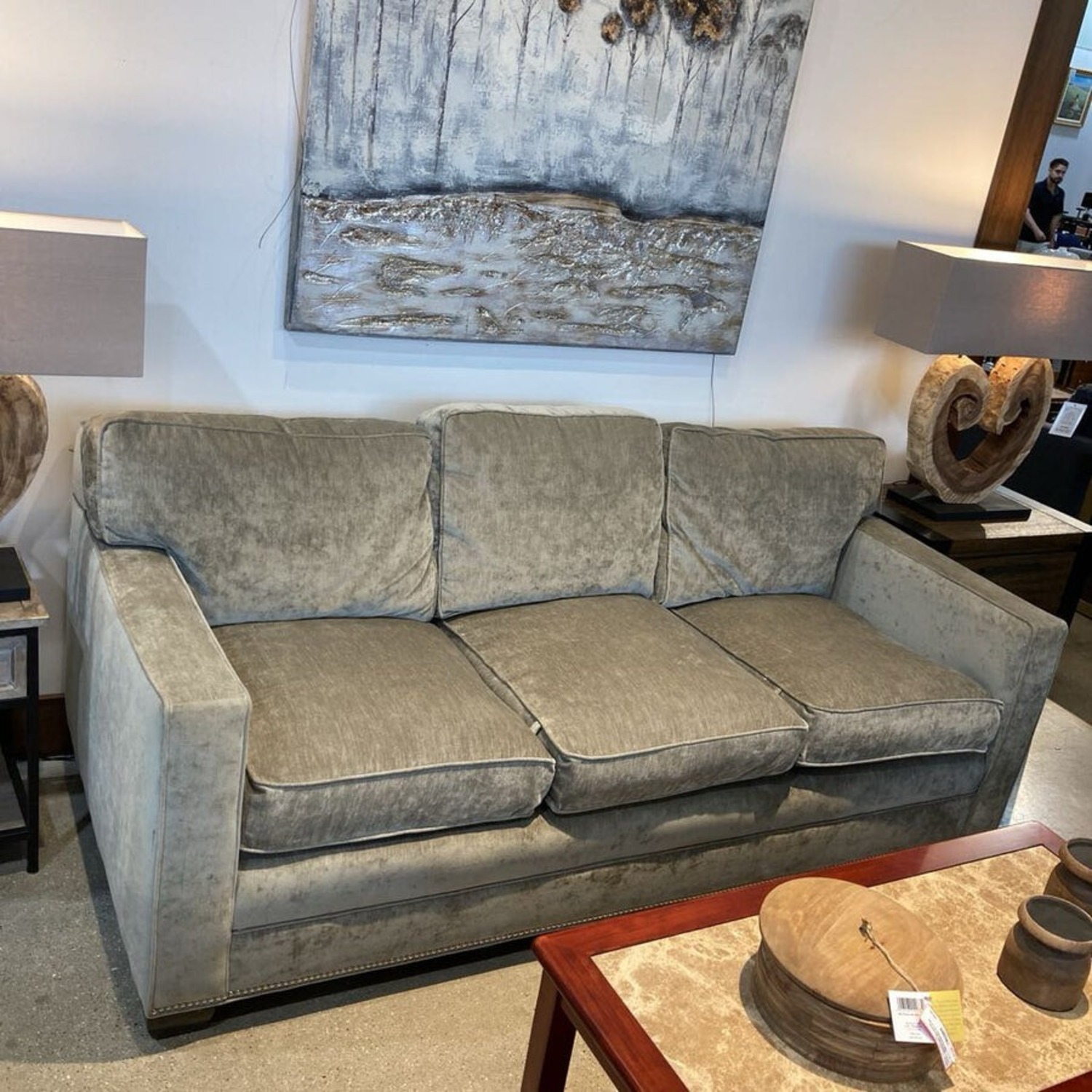 Kravet Custom Clemson Style 3-Cushion Sofa Gray - image-3