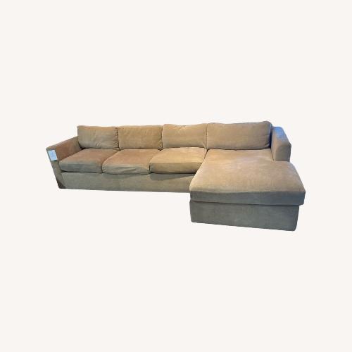 Used Custom Down Filled Chenille Sectional Sand for sale on AptDeco