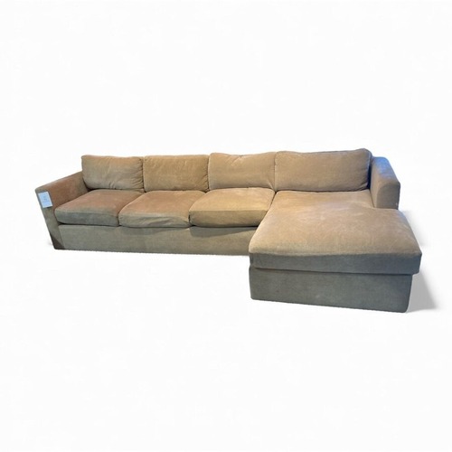 Used Custom Down Filled Chenille Sectional Sand for sale on AptDeco