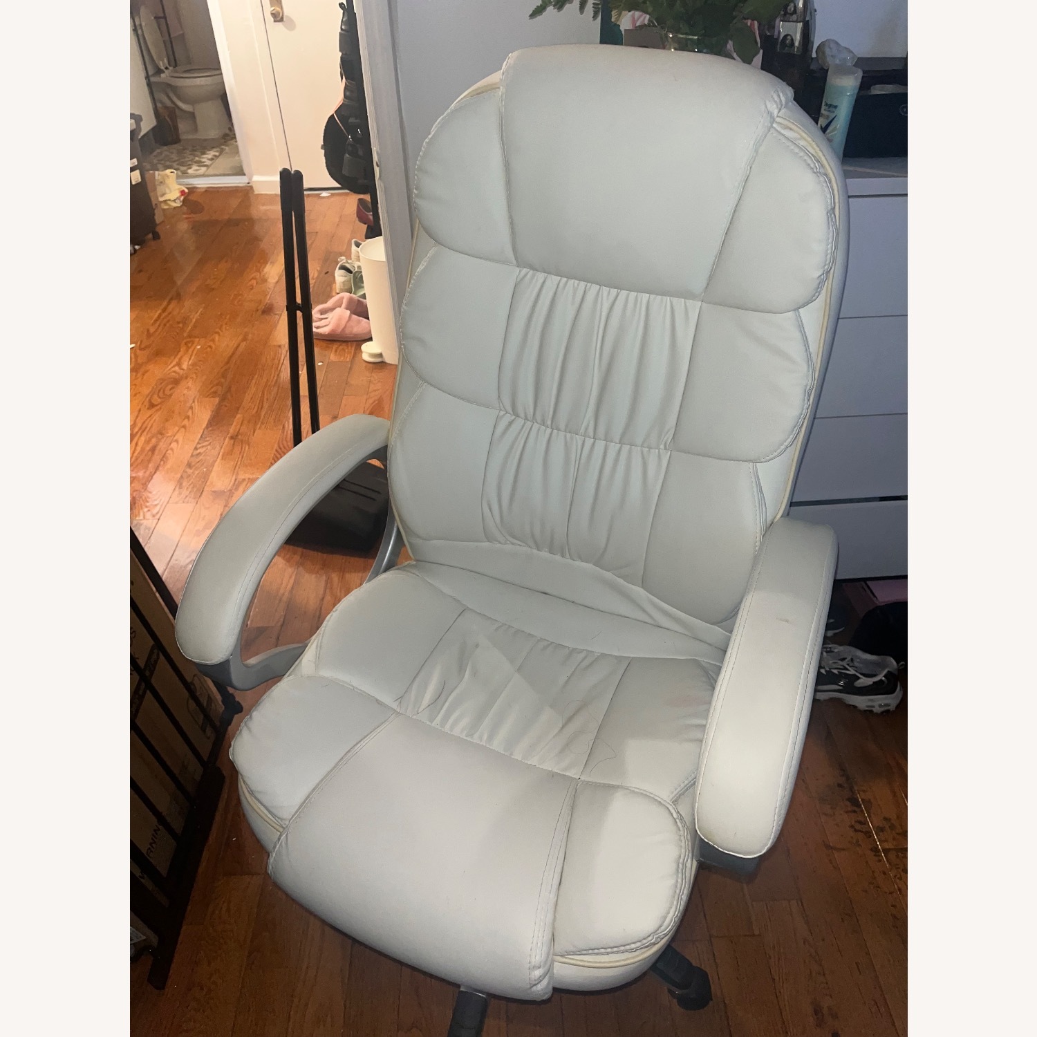 White Faux Leather Office Chair - image-2