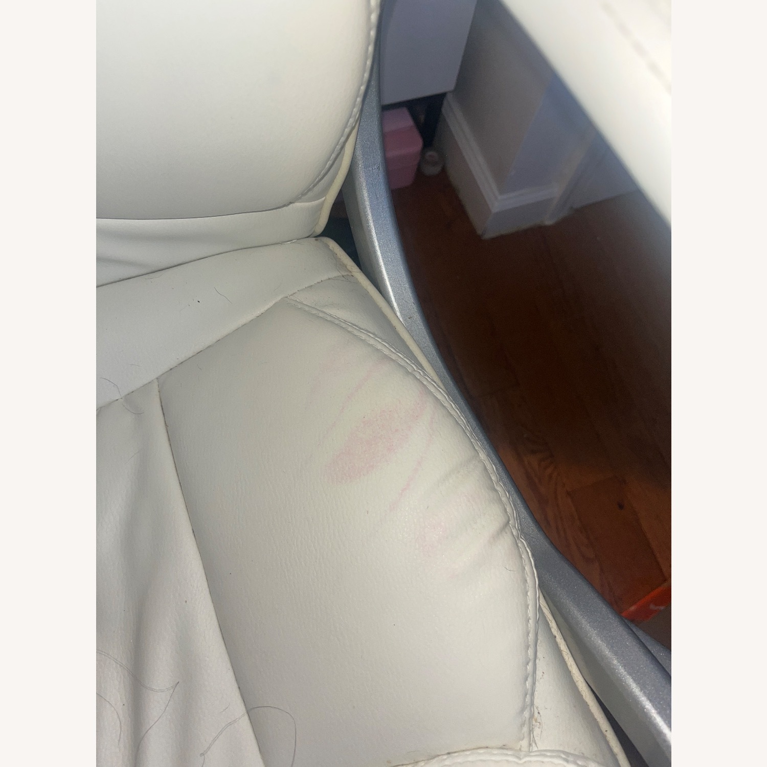 White Faux Leather Office Chair - image-4