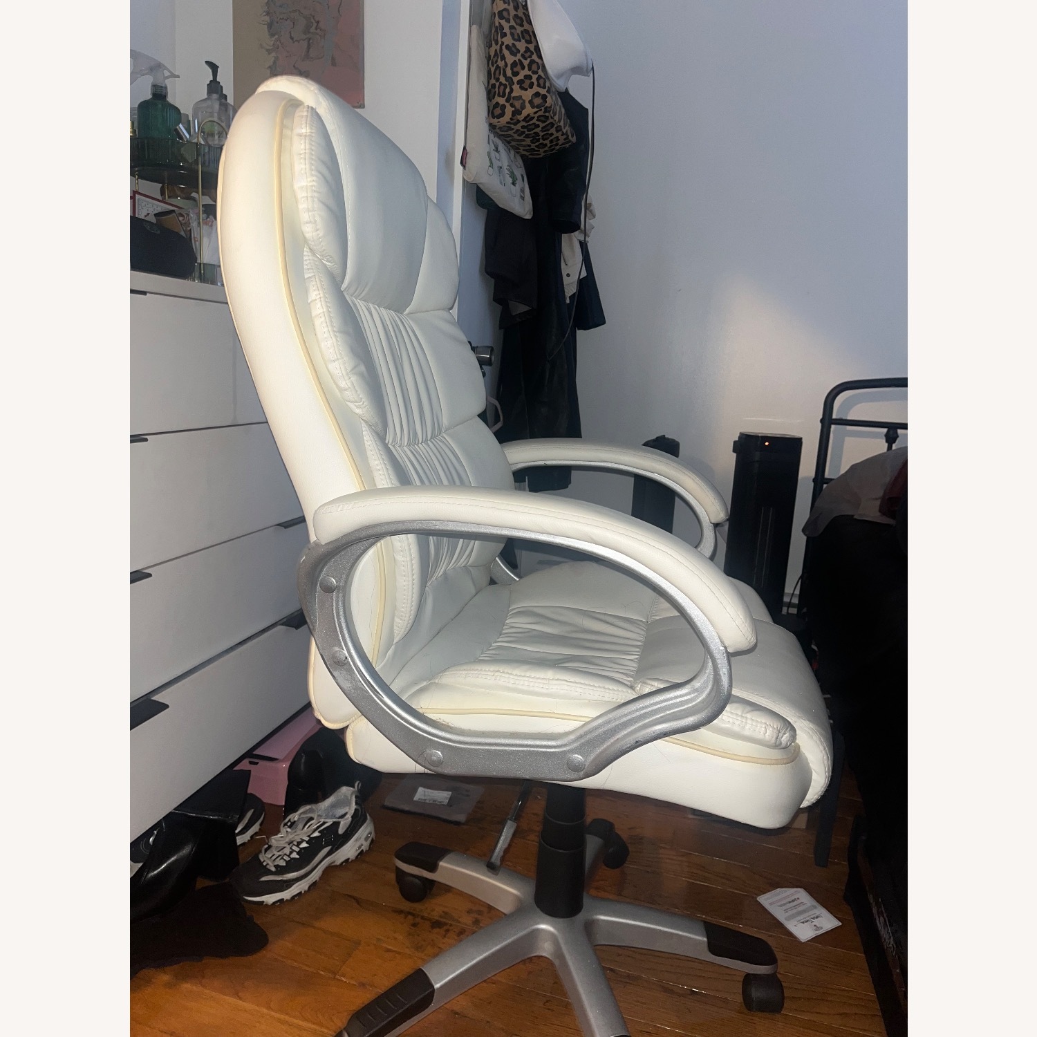 White Faux Leather Office Chair - image-3