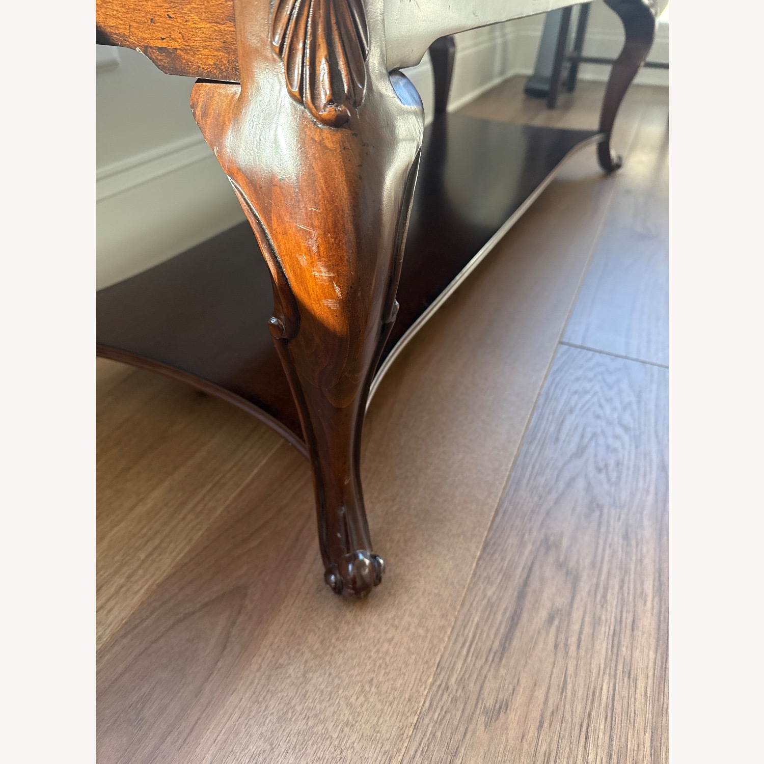 Dark Brown Wood Bench - image-2