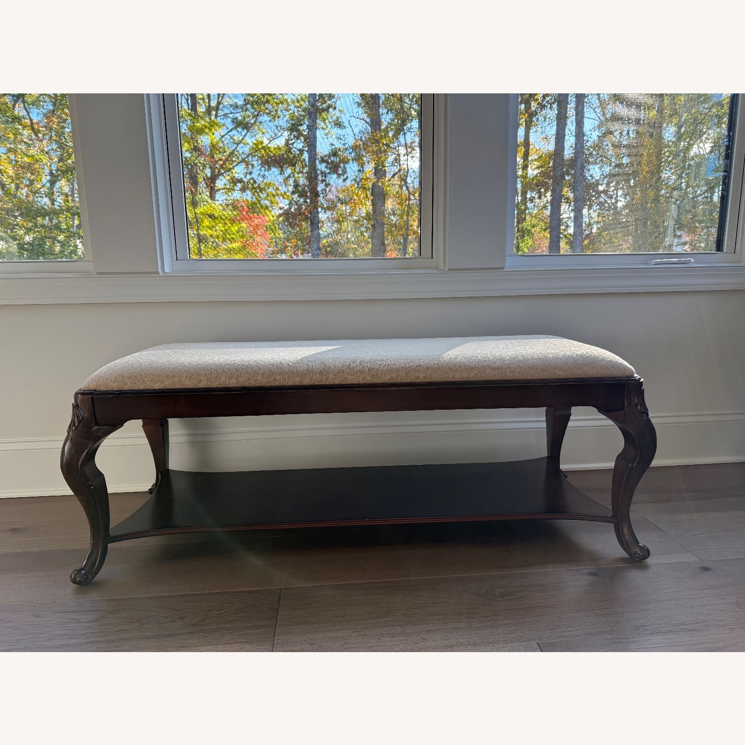 Dark Brown Wood Bench - image-1