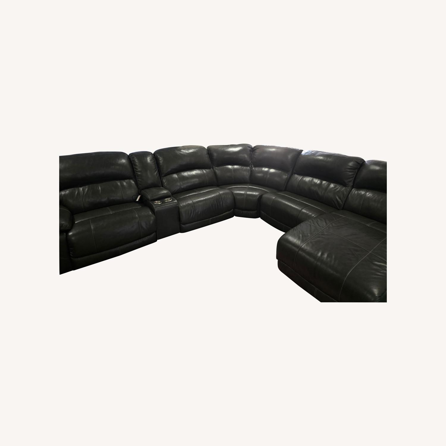 6-Piece Pow Leat Reclining Mod Sectional w Chaise - image-0