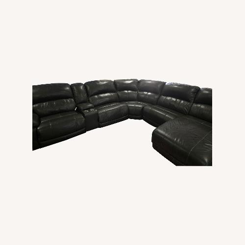 Used 6-Piece Pow Leat Reclining Mod Sectional w Chaise for sale on AptDeco