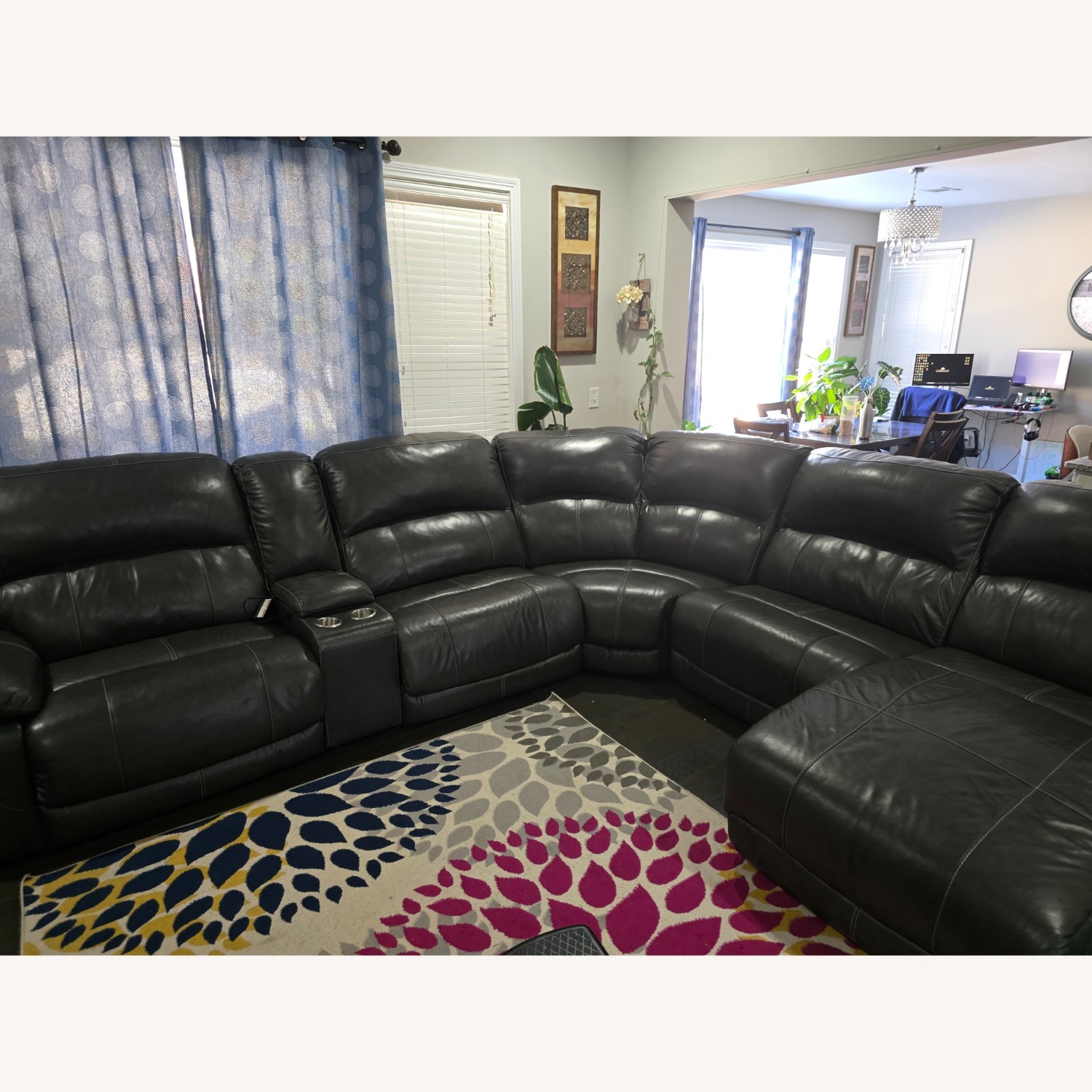 6-Piece Pow Leat Reclining Mod Sectional w Chaise - image-1