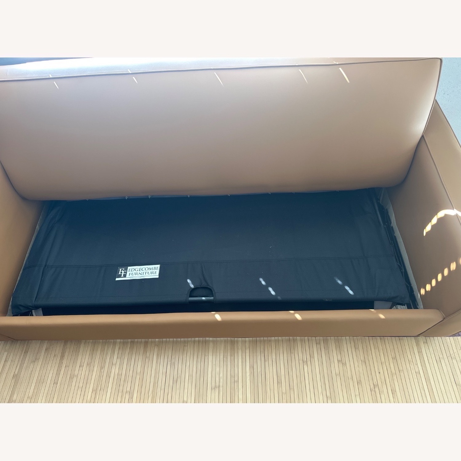 Orange Leather Sleeper Sofa - image-4