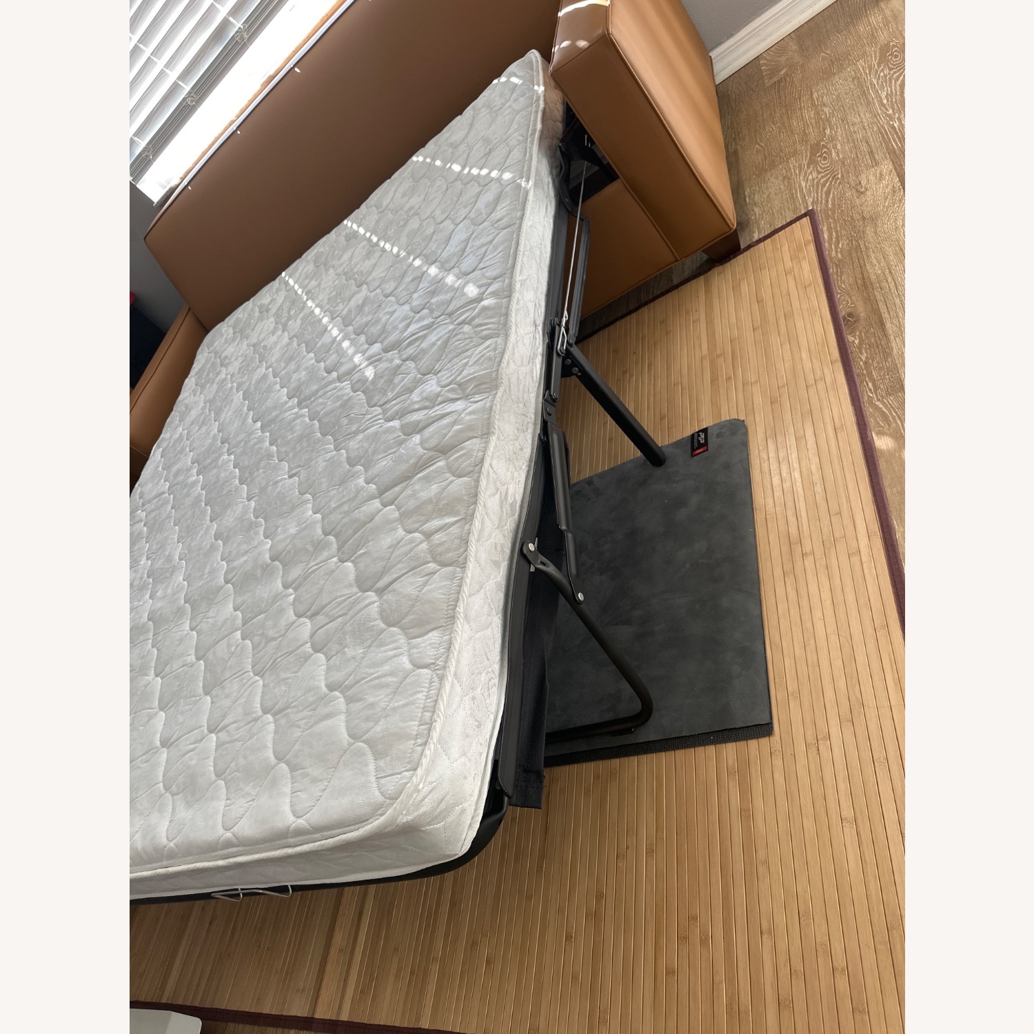 Orange Leather Sleeper Sofa - image-7