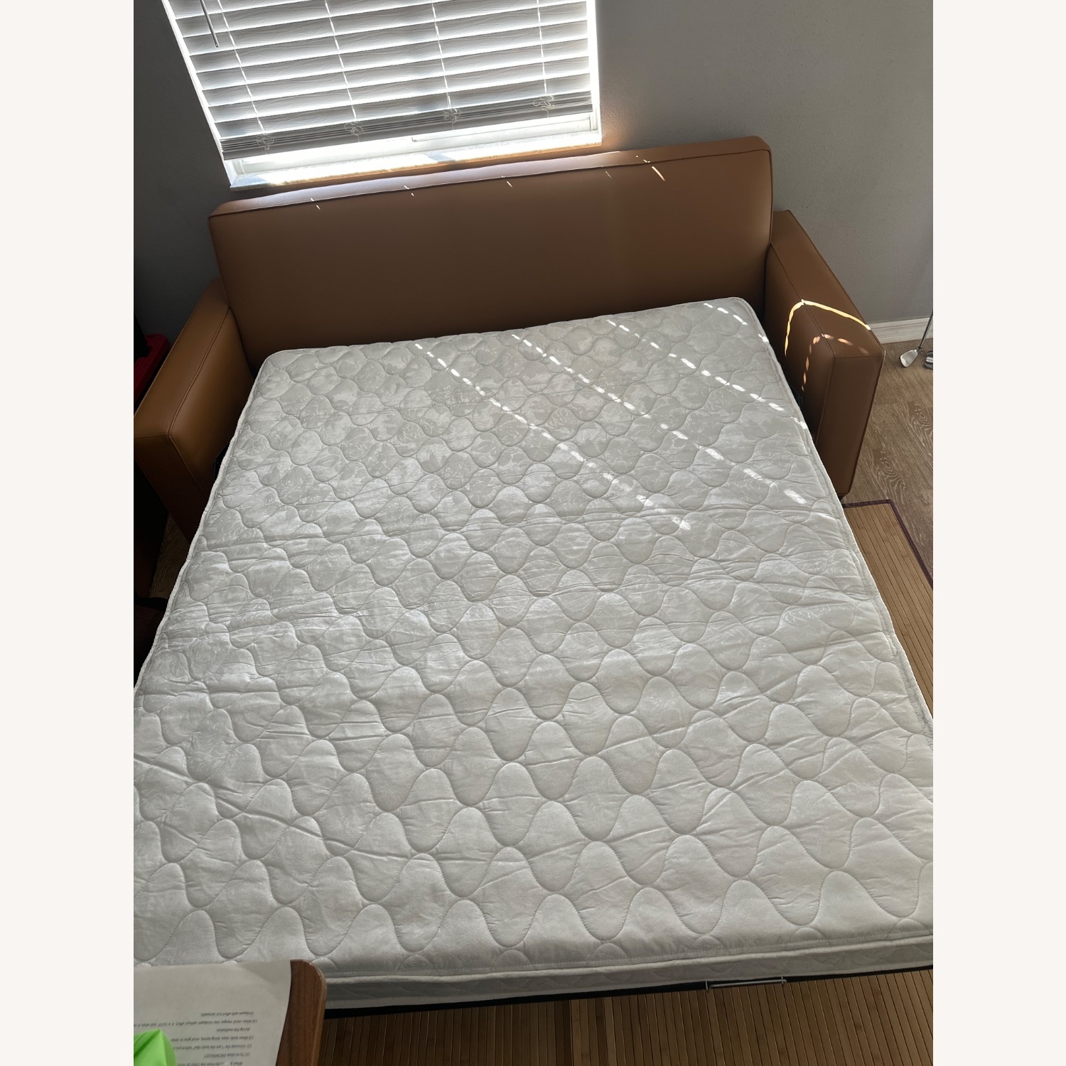 Orange Leather Sleeper Sofa - image-5