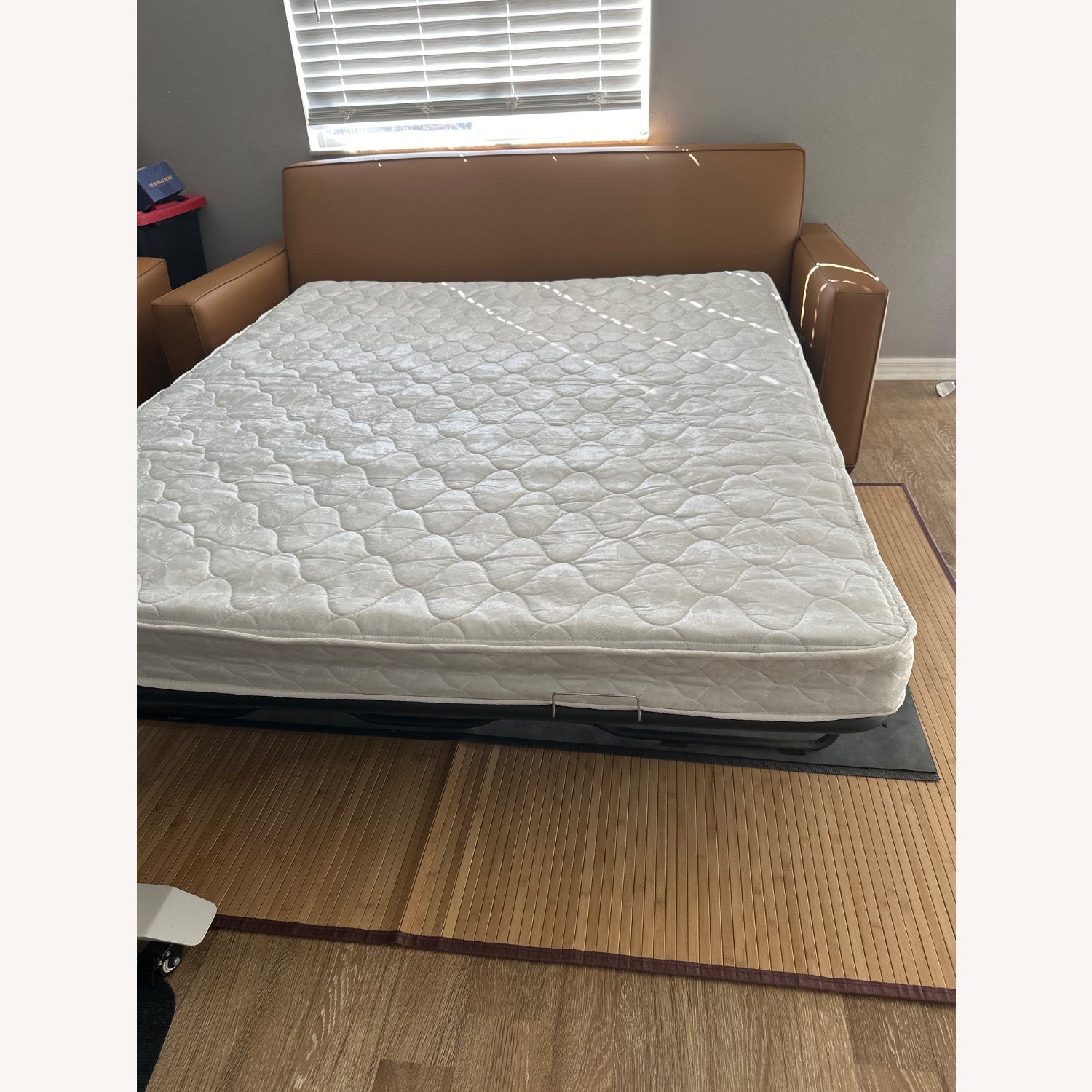 Orange Leather Sleeper Sofa - image-6