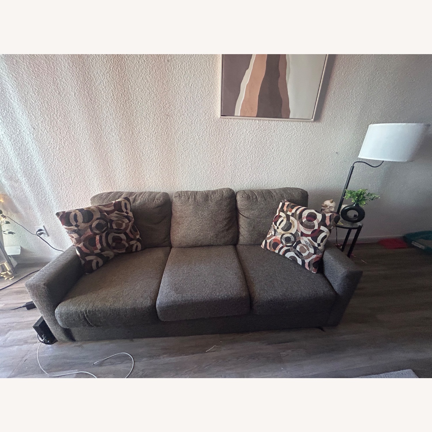 Ashley Furniture Dark Brown Fabric 2 Seater Sofa - image-2