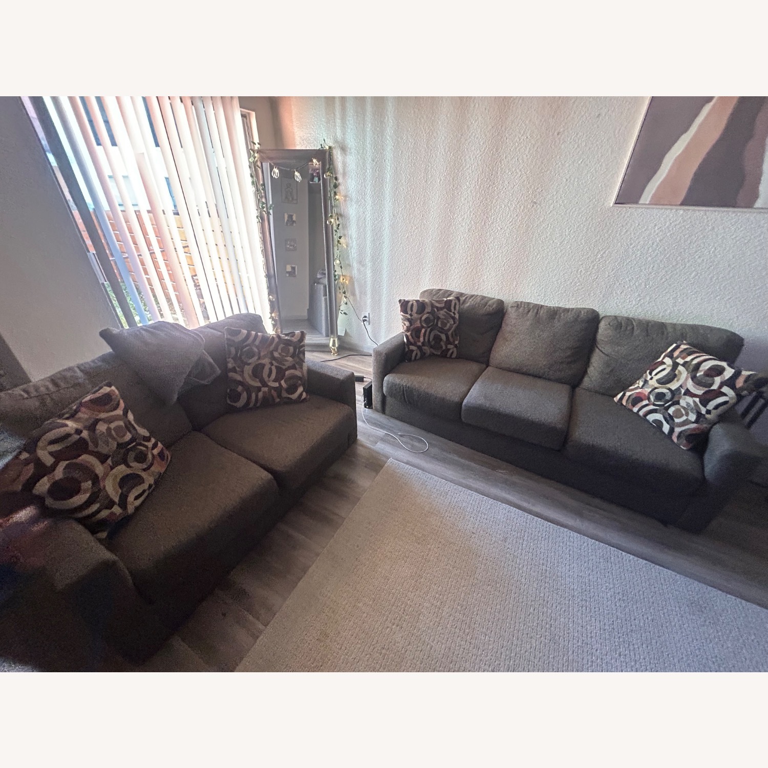 Ashley Furniture Dark Brown Fabric 2 Seater Sofa - image-1