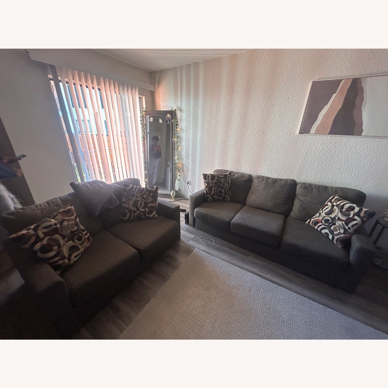 Ashley Furniture Dark Brown Fabric 2 Seater Sofa - image-4