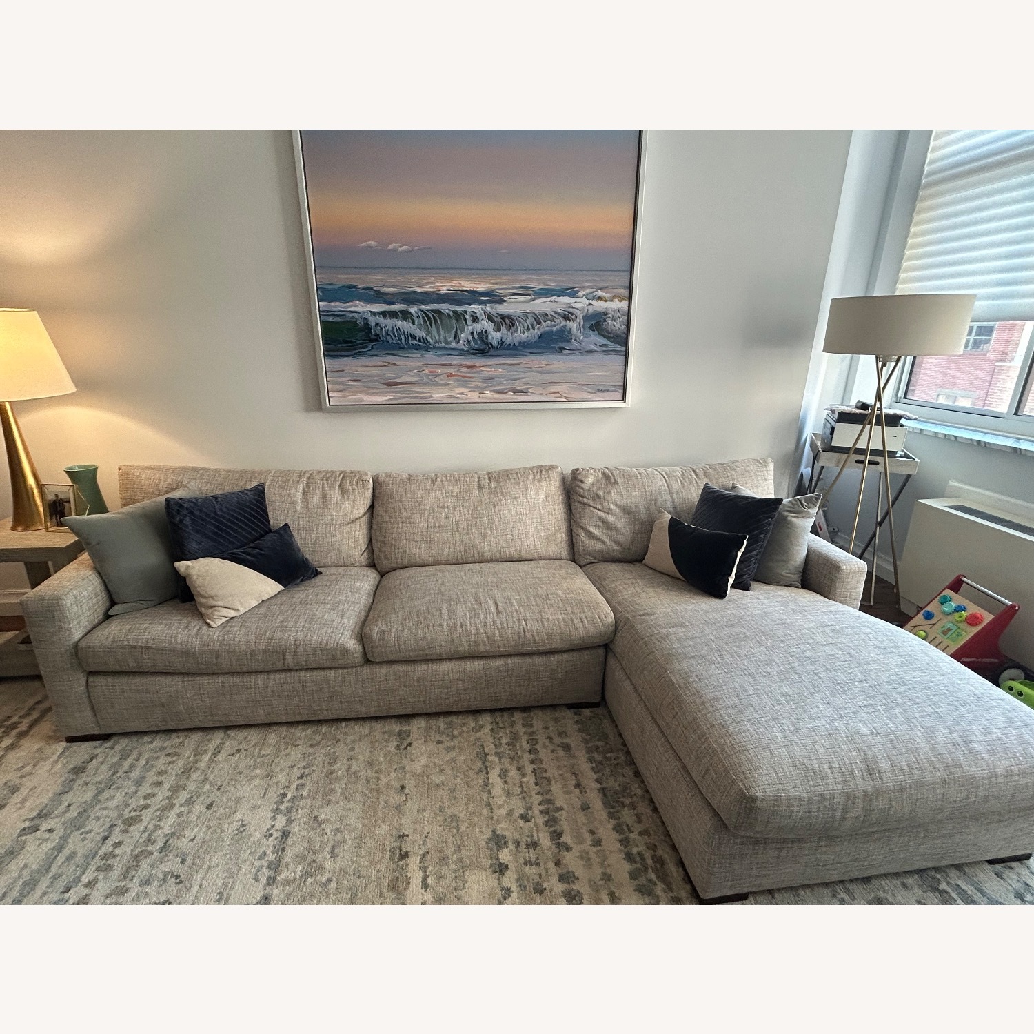 A. Rudin Light Gray Fabric 2 Piece Sectional - image-1