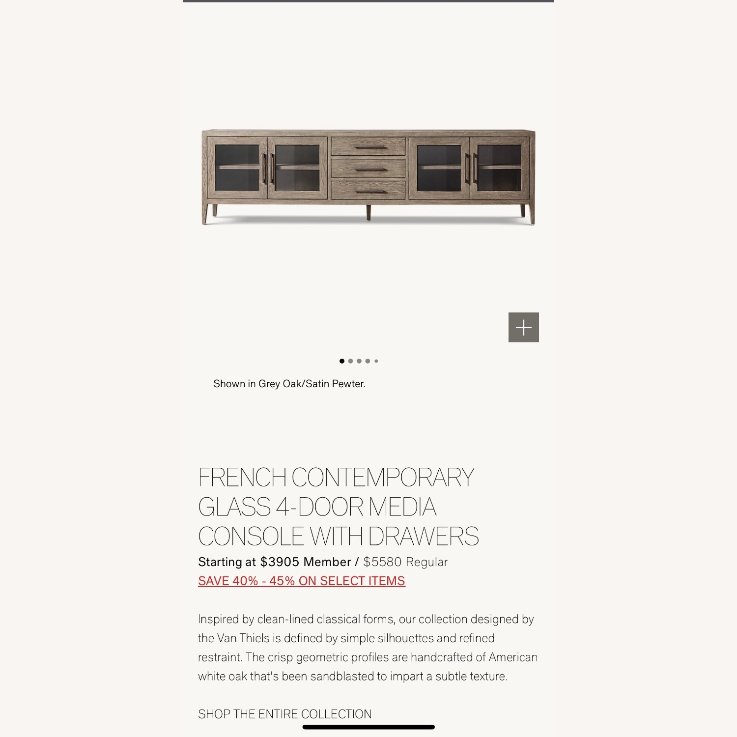 RH Media Console with Glass Doors & Drawers - image-1