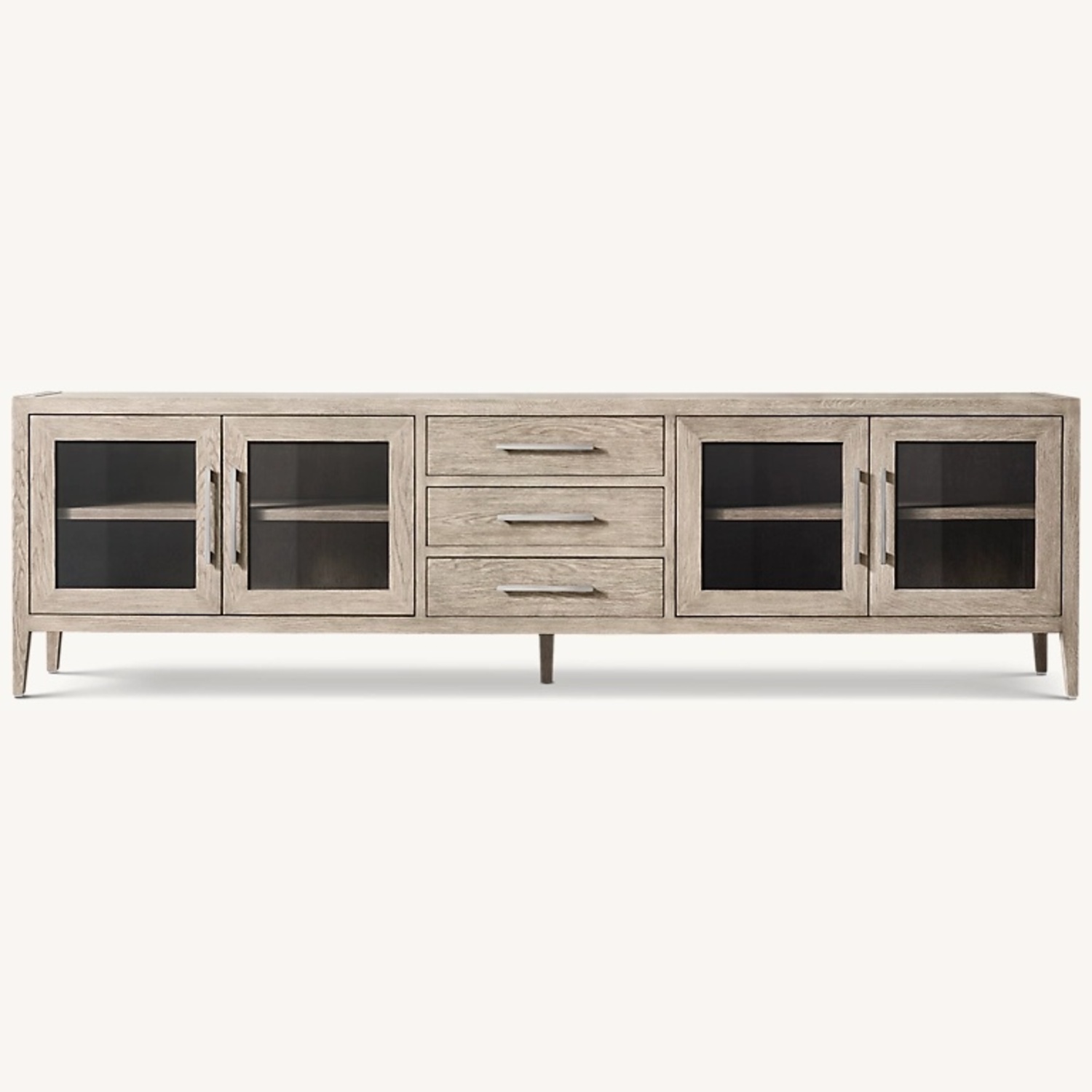 RH Media Console with Glass Doors & Drawers - image-0