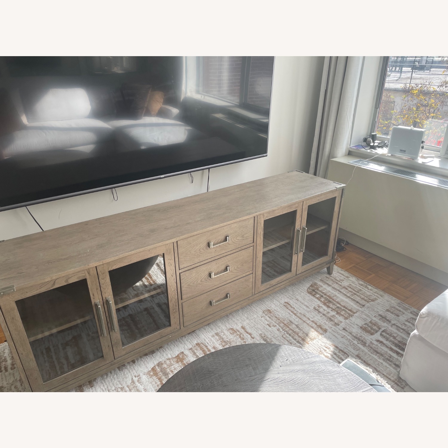 RH Media Console with Glass Doors & Drawers - image-2