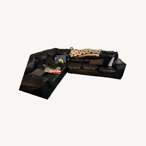 Used Leather Furniture South Black 2 Piece Sectional for sale on AptDeco